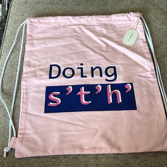 Mumuso Letters Patterned Drawstring Backpack - Picture 1 of 5